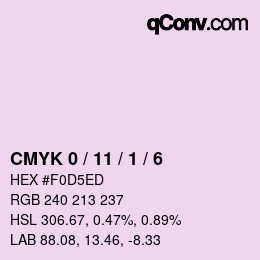 カラーコード: CMYK 0 / 11 / 1 / 6 | qconv.com