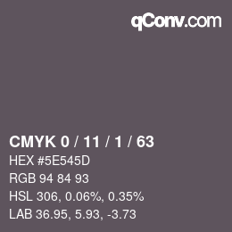Color code: CMYK 0 / 11 / 1 / 63 | qconv.com