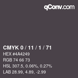 颜色代码: CMYK 0 / 11 / 1 / 71 | qconv.com