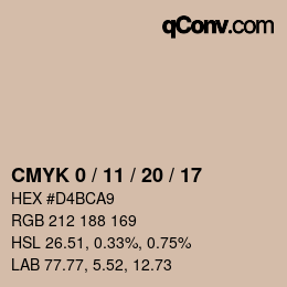 Color code: CMYK 0 / 11 / 20 / 17 | qconv.com