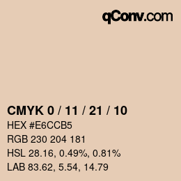 カラーコード: CMYK 0 / 11 / 21 / 10 | qconv.com