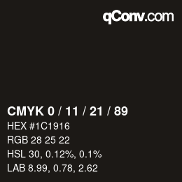 Color code: CMYK 0 / 11 / 21 / 89 | qconv.com