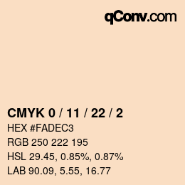 カラーコード: CMYK 0 / 11 / 22 / 2 | qconv.com