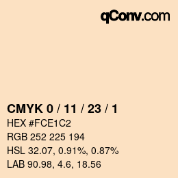 Color code: CMYK 0 / 11 / 23 / 1 | qconv.com