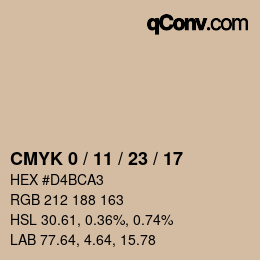 カラーコード: CMYK 0 / 11 / 23 / 17 | qconv.com