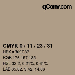 Color code: CMYK 0 / 11 / 23 / 31 | qconv.com