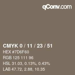 Color code: CMYK 0 / 11 / 23 / 51 | qconv.com