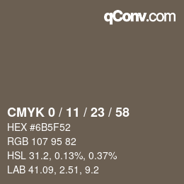カラーコード: CMYK 0 / 11 / 23 / 58 | qconv.com