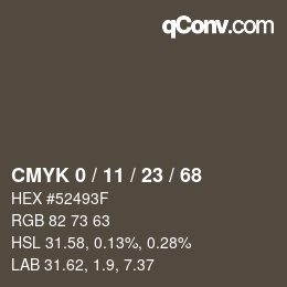 カラーコード: CMYK 0 / 11 / 23 / 68 | qconv.com
