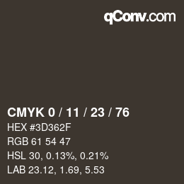 Color code: CMYK 0 / 11 / 23 / 76 | qconv.com