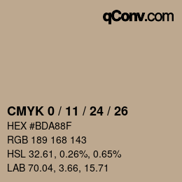 カラーコード: CMYK 0 / 11 / 24 / 26 | qconv.com