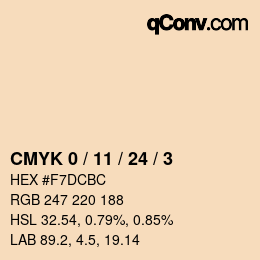 カラーコード: CMYK 0 / 11 / 24 / 3 | qconv.com