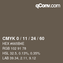 カラーコード: CMYK 0 / 11 / 24 / 60 | qconv.com