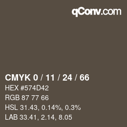 カラーコード: CMYK 0 / 11 / 24 / 66 | qconv.com