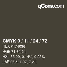 Color code: CMYK 0 / 11 / 24 / 72 | qconv.com