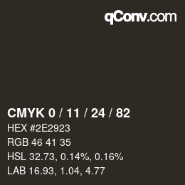 カラーコード: CMYK 0 / 11 / 24 / 82 | qconv.com