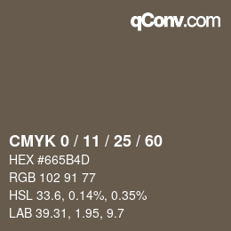 カラーコード: CMYK 0 / 11 / 25 / 60 | qconv.com