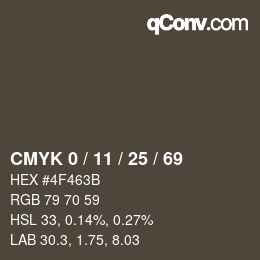 颜色代码: CMYK 0 / 11 / 25 / 69 | qconv.com
