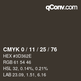 Color code: CMYK 0 / 11 / 25 / 76 | qconv.com