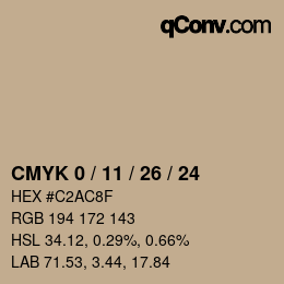 カラーコード: CMYK 0 / 11 / 26 / 24 | qconv.com