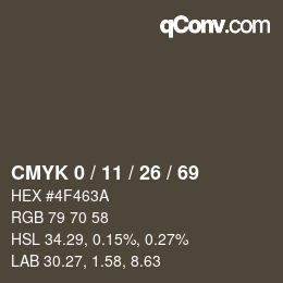 カラーコード: CMYK 0 / 11 / 26 / 69 | qconv.com