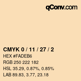 カラーコード: CMYK 0 / 11 / 27 / 2 | qconv.com