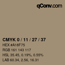 カラーコード: CMYK 0 / 11 / 27 / 37 | qconv.com