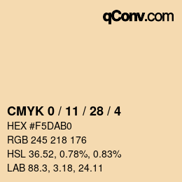 Color code: CMYK 0 / 11 / 28 / 4 | qconv.com