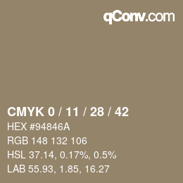 カラーコード: CMYK 0 / 11 / 28 / 42 | qconv.com