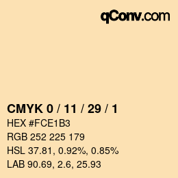 Color code: CMYK 0 / 11 / 29 / 1 | qconv.com