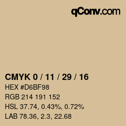 カラーコード: CMYK 0 / 11 / 29 / 16 | qconv.com