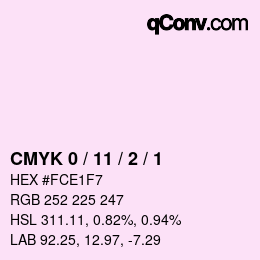 カラーコード: CMYK 0 / 11 / 2 / 1 | qconv.com