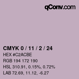 カラーコード: CMYK 0 / 11 / 2 / 24 | qconv.com