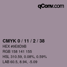 カラーコード: CMYK 0 / 11 / 2 / 38 | qconv.com