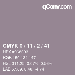 Color code: CMYK 0 / 11 / 2 / 41 | qconv.com