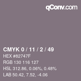 Color code: CMYK 0 / 11 / 2 / 49 | qconv.com