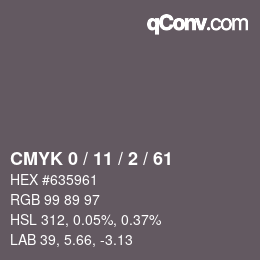 Color code: CMYK 0 / 11 / 2 / 61 | qconv.com