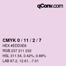 颜色代码: CMYK 0 / 11 / 2 / 7 | qconv.com