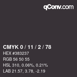 颜色代码: CMYK 0 / 11 / 2 / 78 | qconv.com