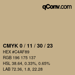 Color code: CMYK 0 / 11 / 30 / 23 | qconv.com