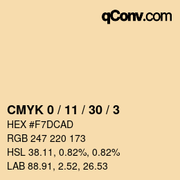 カラーコード: CMYK 0 / 11 / 30 / 3 | qconv.com