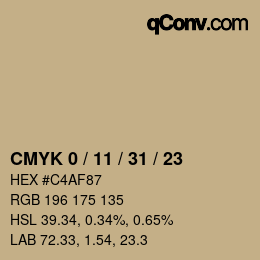 Color code: CMYK 0 / 11 / 31 / 23 | qconv.com