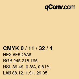 Farbcode: CMYK 0 / 11 / 32 / 4 | qconv.com