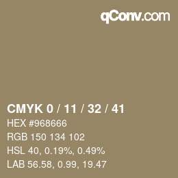カラーコード: CMYK 0 / 11 / 32 / 41 | qconv.com