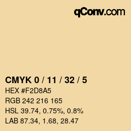 カラーコード: CMYK 0 / 11 / 32 / 5 | qconv.com