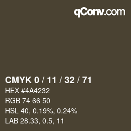 Color code: CMYK 0 / 11 / 32 / 71 | qconv.com