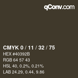 カラーコード: CMYK 0 / 11 / 32 / 75 | qconv.com
