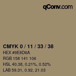 カラーコード: CMYK 0 / 11 / 33 / 38 | qconv.com