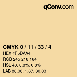 Farbcode: CMYK 0 / 11 / 33 / 4 | qconv.com