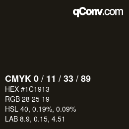 Color code: CMYK 0 / 11 / 33 / 89 | qconv.com